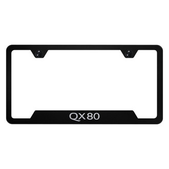 Autogold® - Black License Plate Frame with Laser Etched QX80 Logo and Cut-Out
