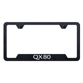 Autogold® - Rugged Black License Plate Frame with Laser Etched QX80 Logo and Cut-Out
