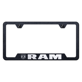 Autogold® - Rugged Black License Plate Frame with Laser Etched RAM Logo and Cut-Out