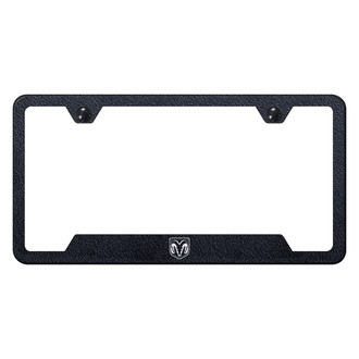 Autogold® - Rugged Black License Plate Frame with Laser Etched Ram Head Logo and Cut-Out