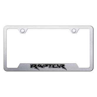 Autogold® - Brushed License Plate Frame with Laser Etched Raptor Logo and Cut-Out