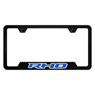 Autogold® - UV Printed Black License Plate Frame with Blue RHO Logo and Cut-Out