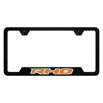 Autogold® - UV Printed Black License Plate Frame with Orange RHO Logo and Cut-Out