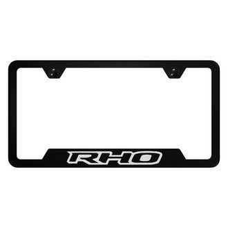 Autogold® - UV Printed Black License Plate Frame with Black RHO Logo and Cut-Out