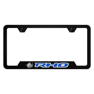 Autogold® - UV Printed Black License Plate Frame with Blue RHO Head Logo and Cut-Out
