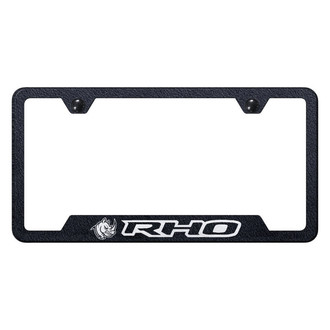 Autogold® - Rugged Black License Plate Frame with Laser Etched RHO Head Logo and Cut-Out