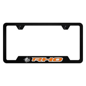 Autogold® - UV Printed Black License Plate Frame with RHO Head Logo and Cut-Out