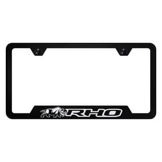 Autogold® - Black License Plate Frame with Laser Etched RHO Rhino Logo and Cut-Out