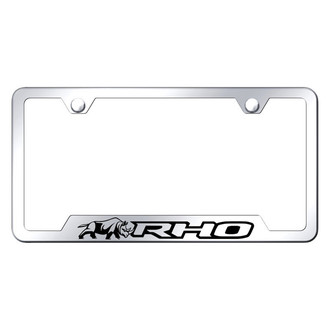 Autogold® - Chrome License Plate Frame with Laser Etched RHO Rhino Logo and Cut-Out