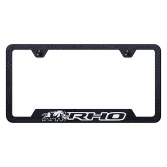 Autogold® - Rugged Black License Plate Frame with Laser Etched RHO Rhino Logo and Cut-Out