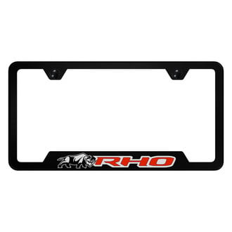 Autogold® - UV Printed Black License Plate Frame with RHO Rhino Logo and Cut-Out