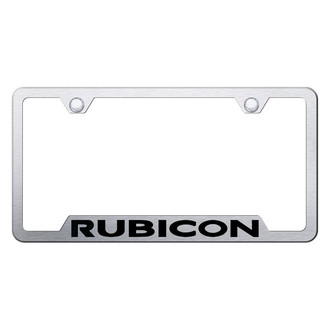 Autogold® - Brushed License Plate Frame with Laser Etched Rubicon Logo and Cut-Out