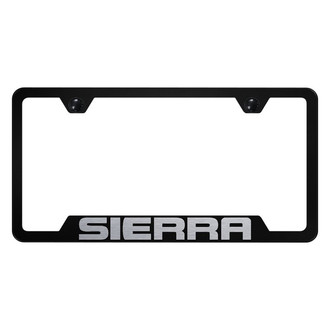 Autogold® - Black License Plate Frame with Laser Etched Sierra Logo and Cut-Out