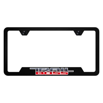 Autogold® - UV Printed Black License Plate Frame with Red Trail Boss Logo and Cut-Out