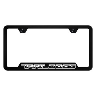 Autogold® - UV Printed Black License Plate Frame with Trail Boss Linear Logo and Cut-Out