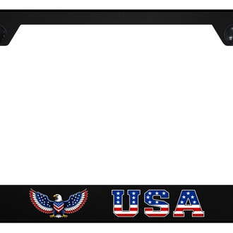 Autogold® - UV Printed Black License Plate Frame with USA Eagle Logo