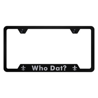Autogold® - License Plate Frame with Laser Etched Who Dat? Logo and Cut-Out