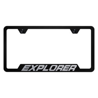 Autogold® - Black License Plate Frame with Laser Etched Explorer Logo and Cut-Out