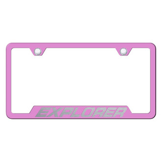 Autogold® - Pink License Plate Frame with Laser Etched Explorer Logo and Cut-Out