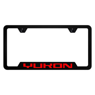 Autogold® - UV Printed Black License Plate Frame with Yukon Red Logo and Cut-Out