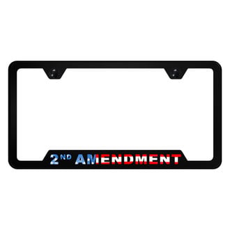 Autogold® - UV Printed Black License Plate Frame with Notched 2nd Amendment Logo
