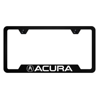 Autogold® - UV Printed Black License Plate Frame with Notched Acura Logo