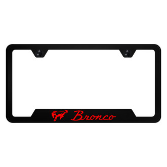 Autogold® - UV Printed Black License Plate Frame with Notched Red Bronco Logo