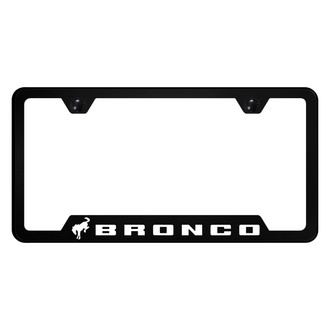 Autogold® - UV Printed Black License Plate Frame with Notched White Bronco 2020 Logo