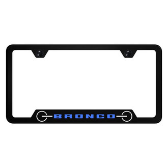 Autogold® - UV Printed Black License Plate Frame with Notched Blue Bronco 2020 Grill