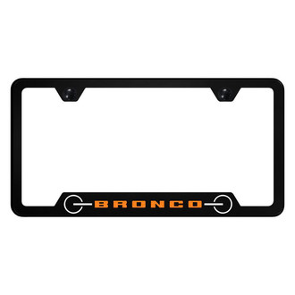 Autogold® - UV Printed Black License Plate Frame with Notched Orange Bronco 2020 Grill