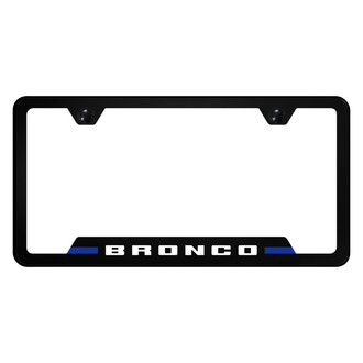 Autogold® - UV Printed Black License Plate Frame with Notched Bronco Stripe