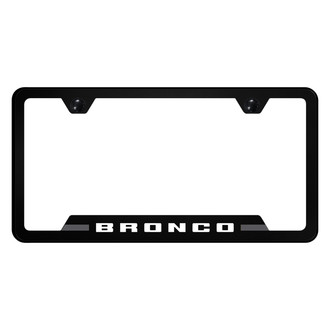 Autogold® - UV Printed Black License Plate Frame with Notched Gray Bronco Stripe
