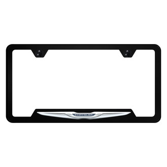 Autogold® - UV Printed Black License Plate Frame with Notched Chrysler Logo