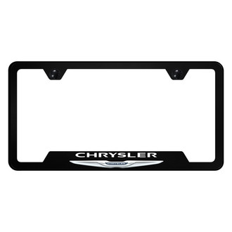 Autogold® - UV Printed Black License Plate Frame with Notched Chrysler Logo and Emblem