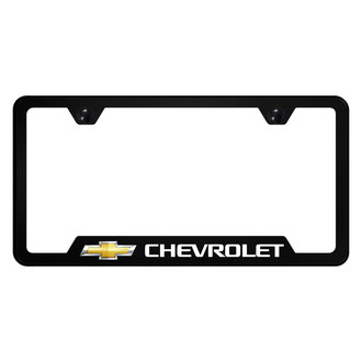 Autogold® - UV Printed Black License Plate Frame with Notched Chevrolet Logo