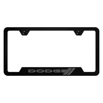 Autogold® - UV Printed Black License Plate Frame with Notched Ghost Dodge Logo