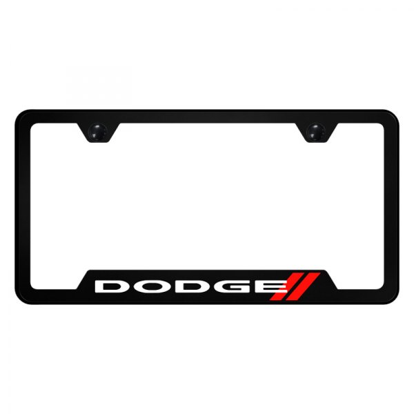 Autogold® - UV Printed License Plate Frame with Notched Dodge Stripe Logo