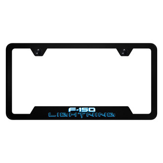 Autogold® - UV Printed Black License Plate Frame with Notched F-150 Lightning 2 Logo