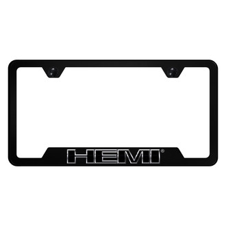 Autogold® - UV Printed Black License Plate Frame with Notched HEMI Logo