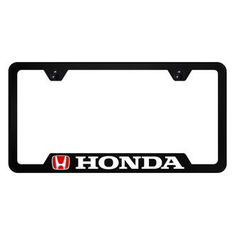 Autogold® - UV Printed Black License Plate Frame with Notched Honda Logo