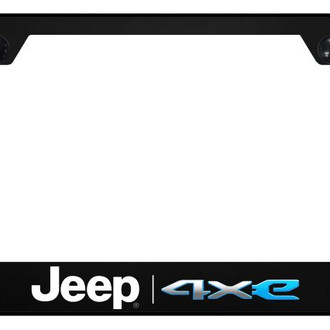 Autogold® - UV Printed Black License Plate Frame with Notched Jeep 4xe Logo