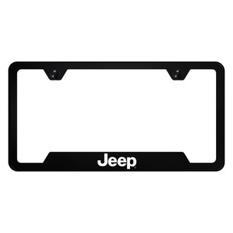Autogold® - UV Printed Black License Plate Frame with Notched Jeep Logo