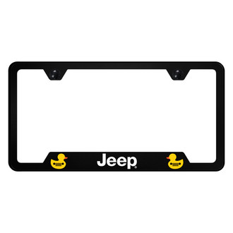 Autogold® - UV Printed Black License Plate Frame with Notched Jeep 2 Ducks Logo