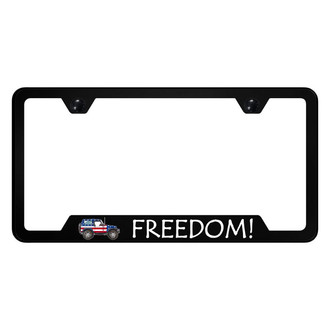 Autogold® - UV Printed Black License Plate Frame with Notched Jeep Freedom Logo