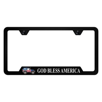 Autogold® - UV Printed Black License Plate Frame with Notched Jeep GBA Logo