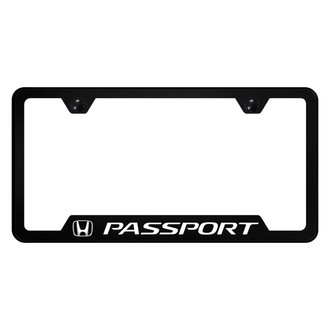 Autogold® - UV Printed Black License Plate Frame with Notched Passport Logo
