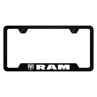 Autogold® - UV Printed Black License Plate Frame with Notched RAM Logo