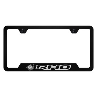 Autogold® - UV Printed Black License Plate Frame with Notched Black RHO Head Logo