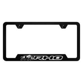 Autogold® - UV Printed Black License Plate Frame with Notched Black RHO Rhino Logo