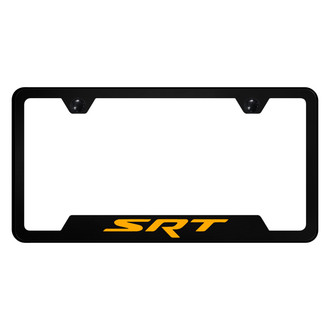 Autogold® - UV Printed Black License Plate Frame with Notched Orange SRT Logo